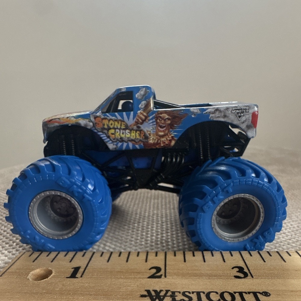 Monster Jam 1:64 Stone Crusher Gray Blue Tires 2023 Monster Truck Die Cast Metal